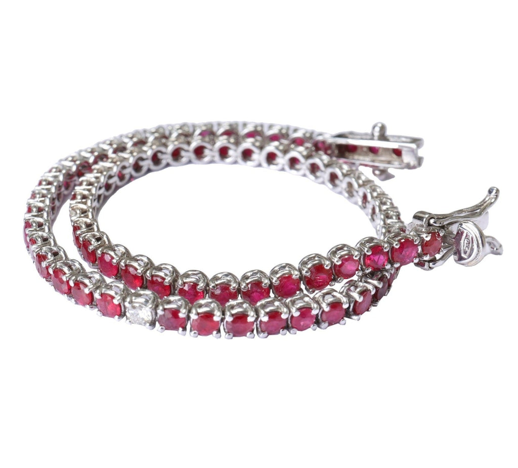 Bracciale - 18 carati Oro bianco - 4.30ct. tw. Rubino - Diamante