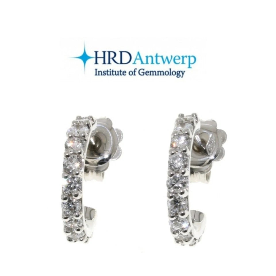 Orecchini Mezza Luna Certificato HRD ANTEERP e diamanti naturali 0,88 ct