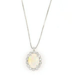 Collana in oro bianco 18k e diamante naturale e opale 1.60ct