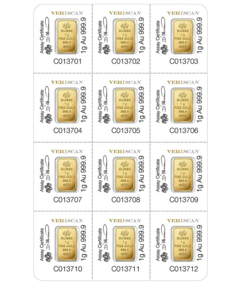Lingotto d’oro multigrammo 24k 12x1 grammo