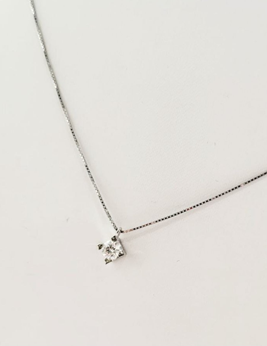 Collana con ciondolo -18 carati Oro bianco Diamante (Naturale) - Diamante 0.13ct