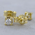 orecchini punto luce quadrato in  oro giallo e 2 diamanti naturali 0,50 ct