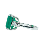 Anello trology in oro bianco e smeraldo 8.60 ct  e diamanti naturali 0.70ct