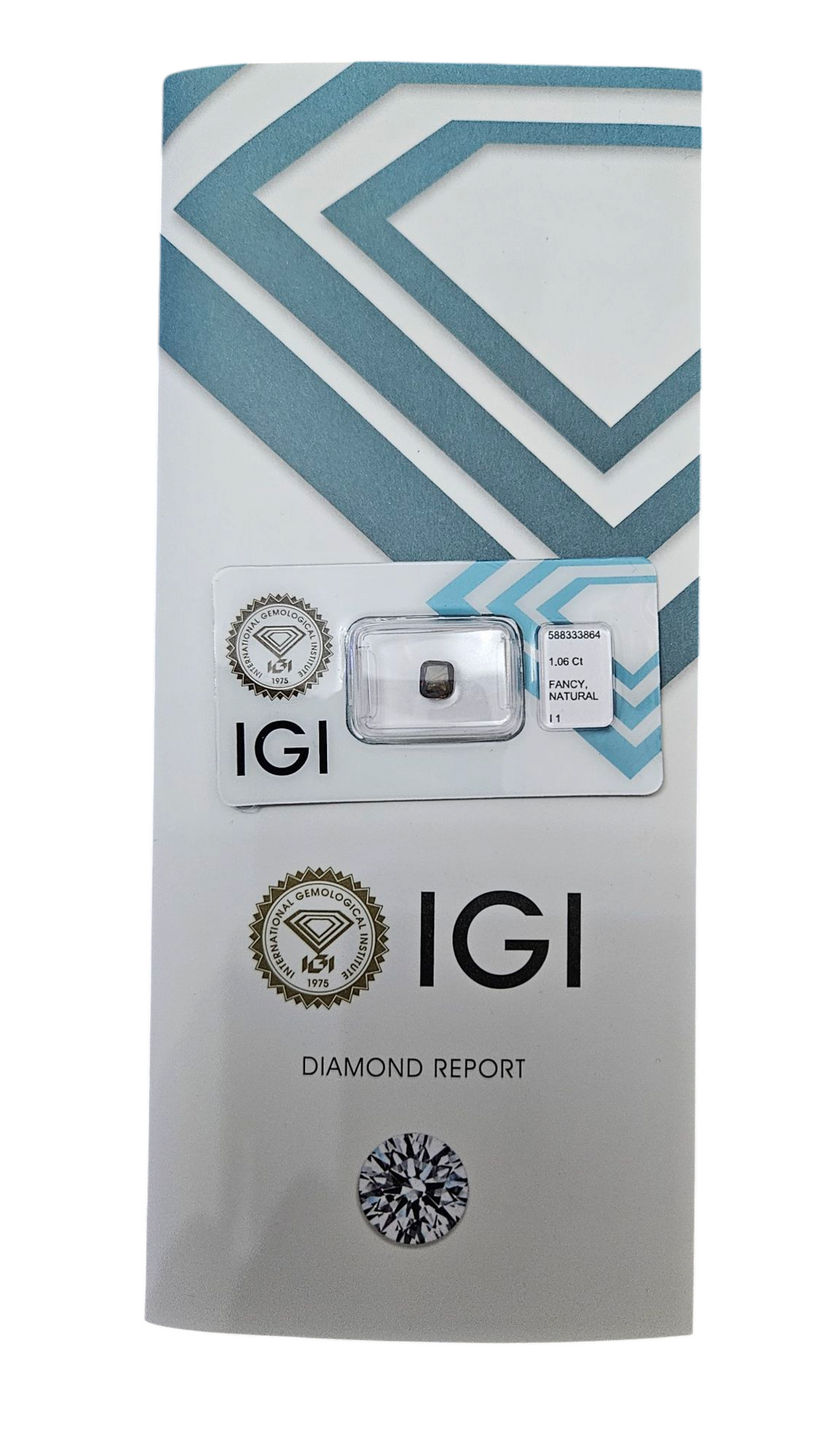 Diamante naturale certificato IGI cuscion fans 1.06 ct