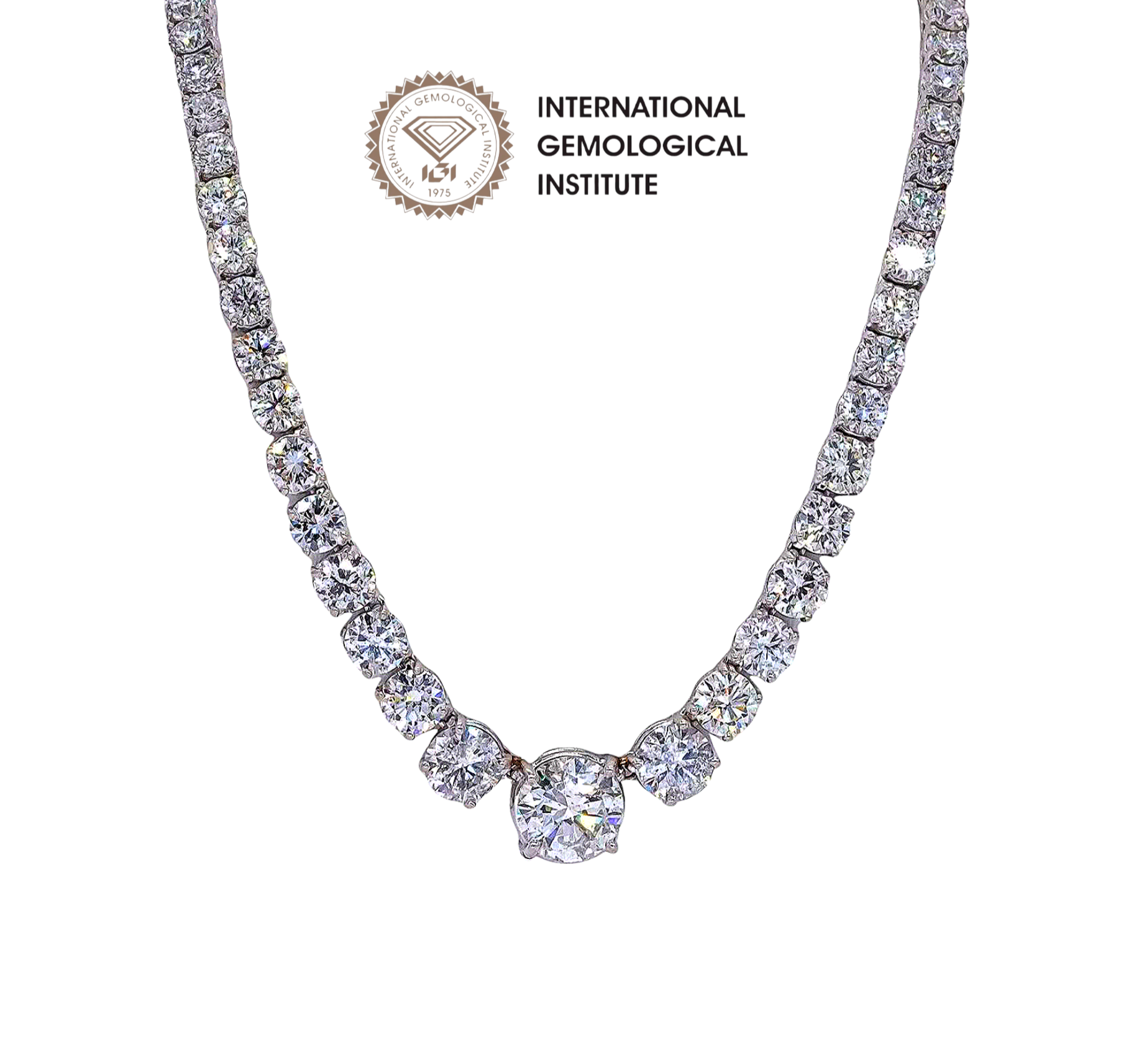 Collana tennis in oro bianco e diamanti naturali 57 ct