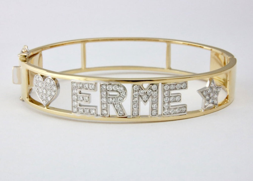 Bracciale personalizzato in oro bianco 18k e diamanti naturali