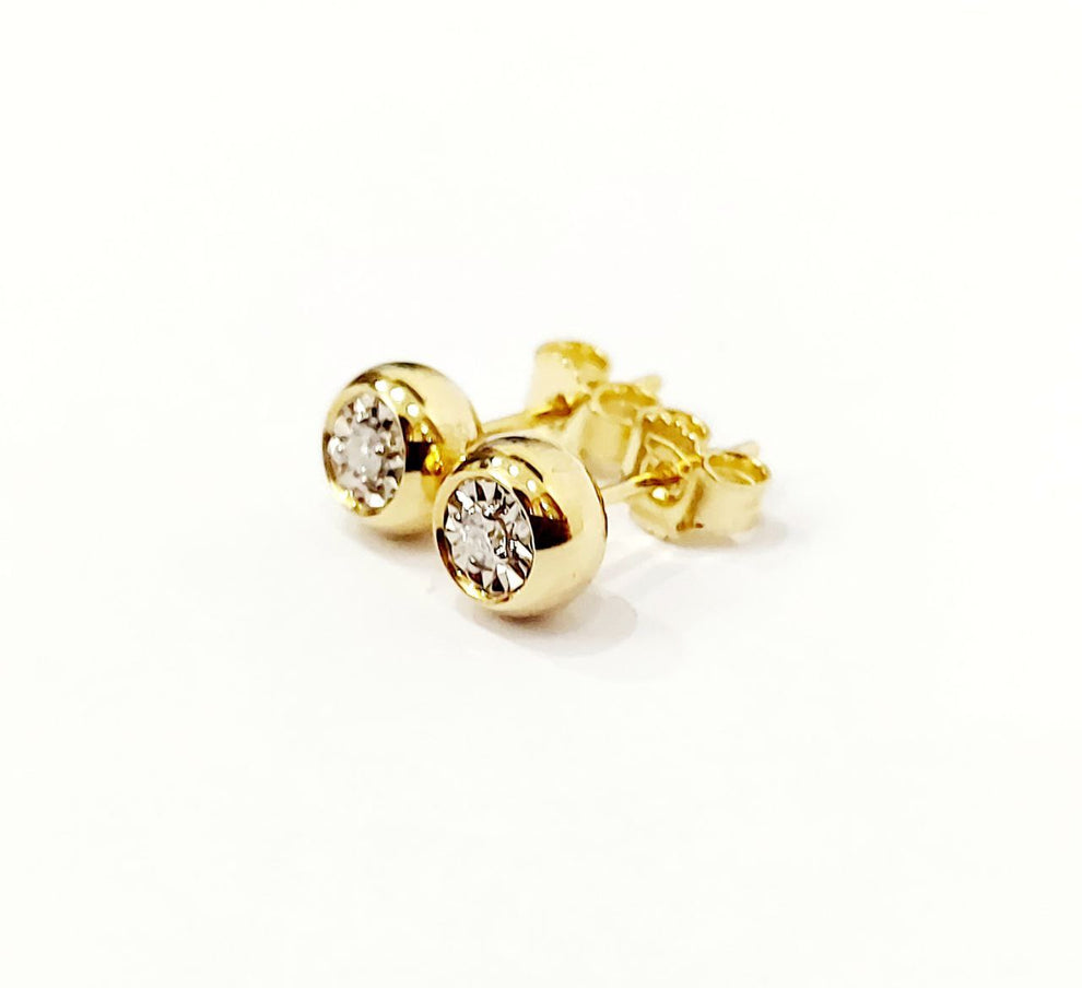 orecchini punto luce a cipollina in oro giallo 18k e 2 diamante naturale 0,70 ct