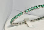Bracciale tennis - 18 carati Oro bianco - 6.38ct. tw. Smeraldo - Diamante