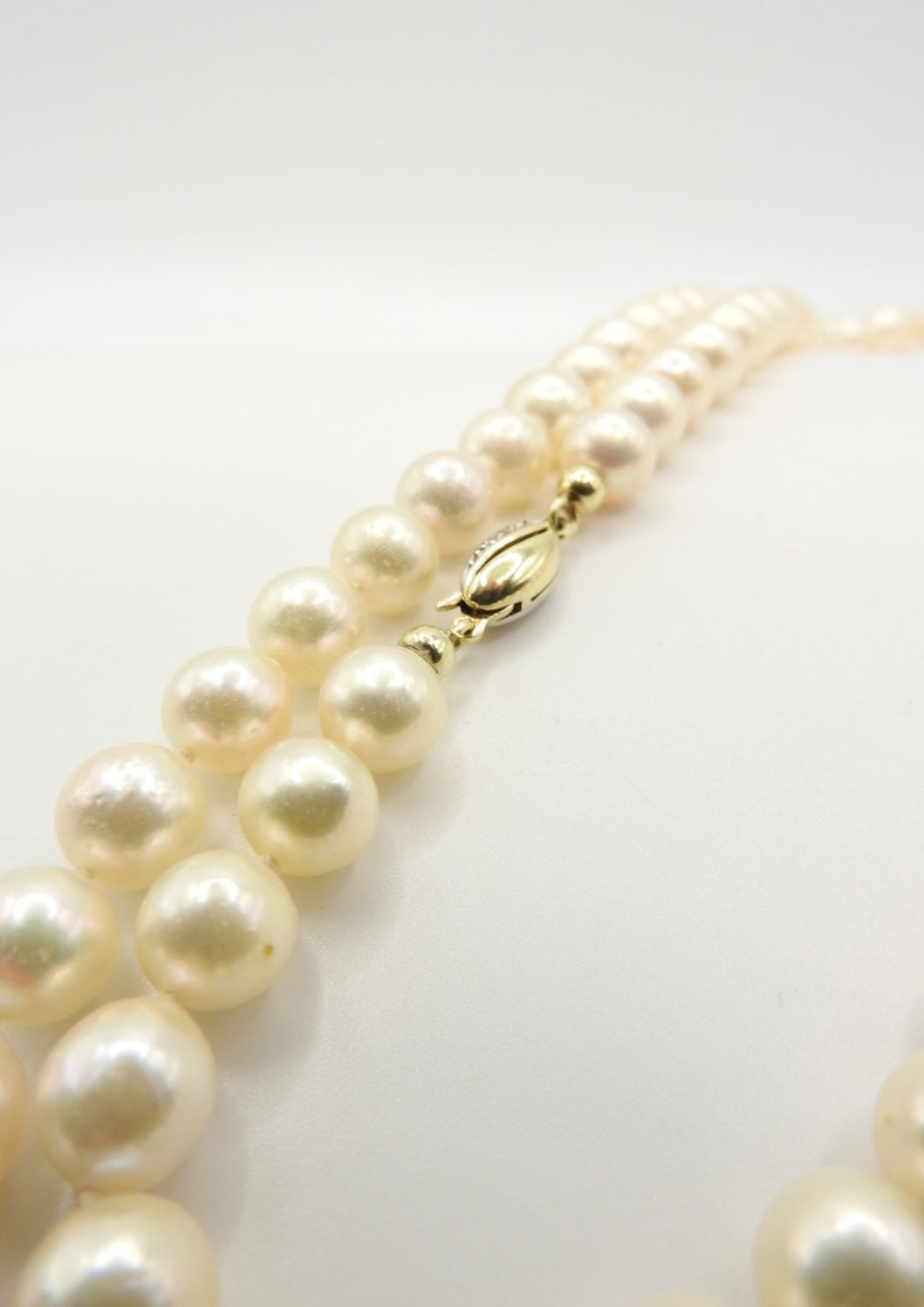 Collana in oro bianco 18k e perle naturale akoya e diamanti naturali