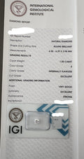 Diamante naturale certificato IGI 1.00 ct  E IF