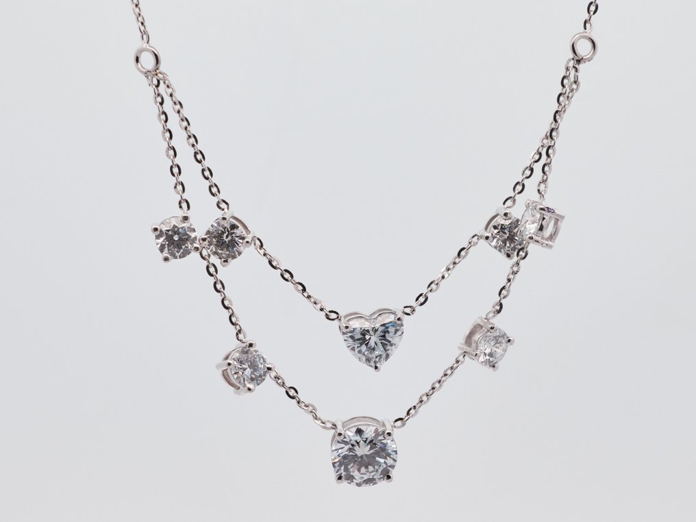 Collana - 18 carati Oro bianco - 3.34ct. tw. Diamante Naturali