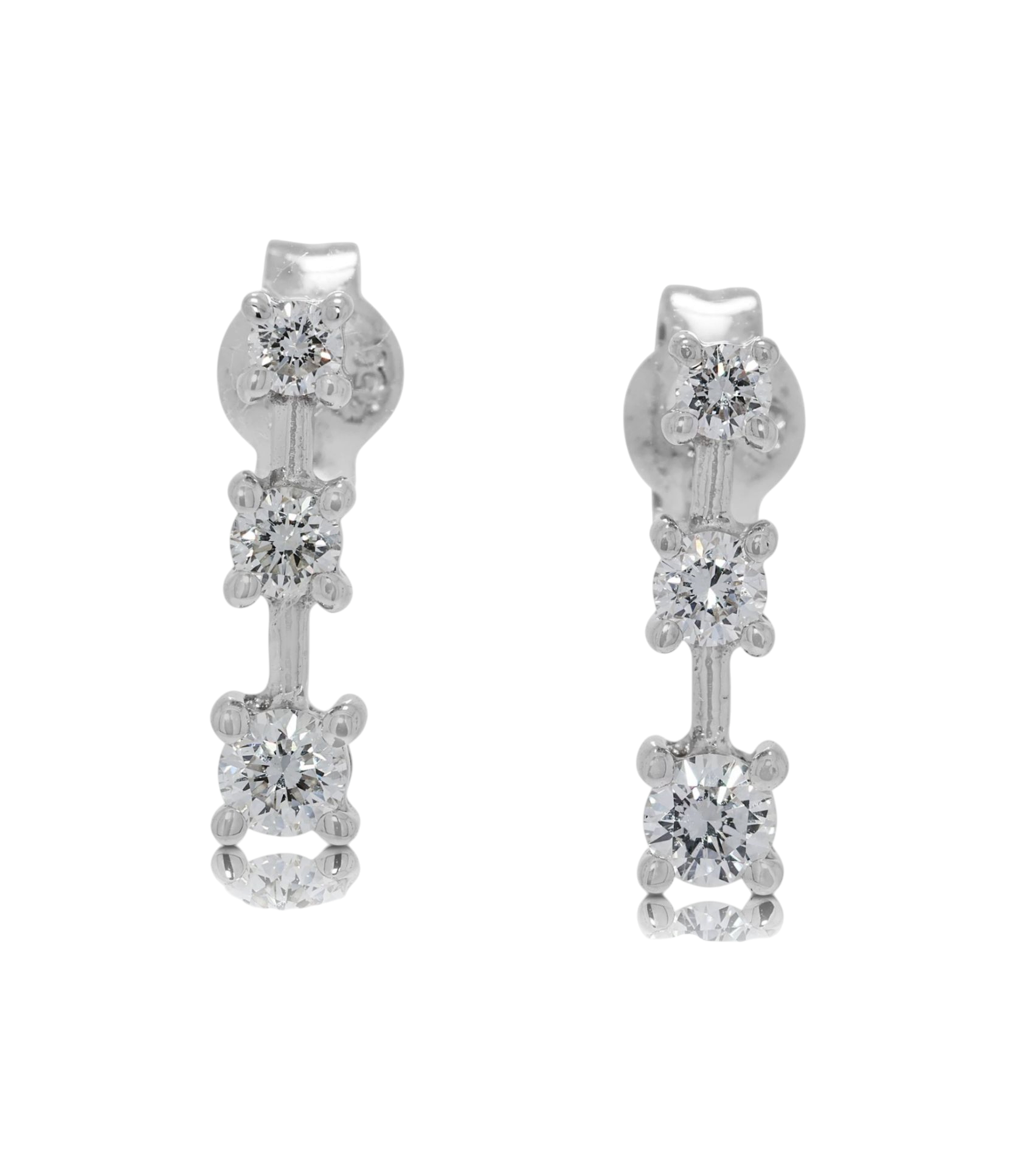 Orecchini punto luce trilogy in oro bianco e diamanti naturali 0.60ct