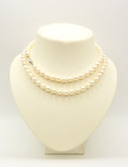 Collana in oro bianco 18k e perle naturale akoya e diamanti naturali