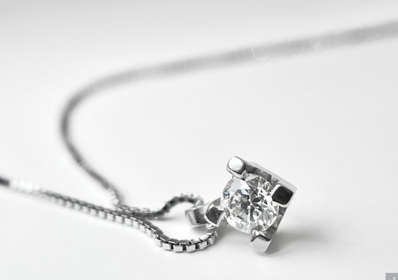 Collana con ciondolo -18 carati Oro bianco Diamante (Naturale) - Diamante 0.13ct