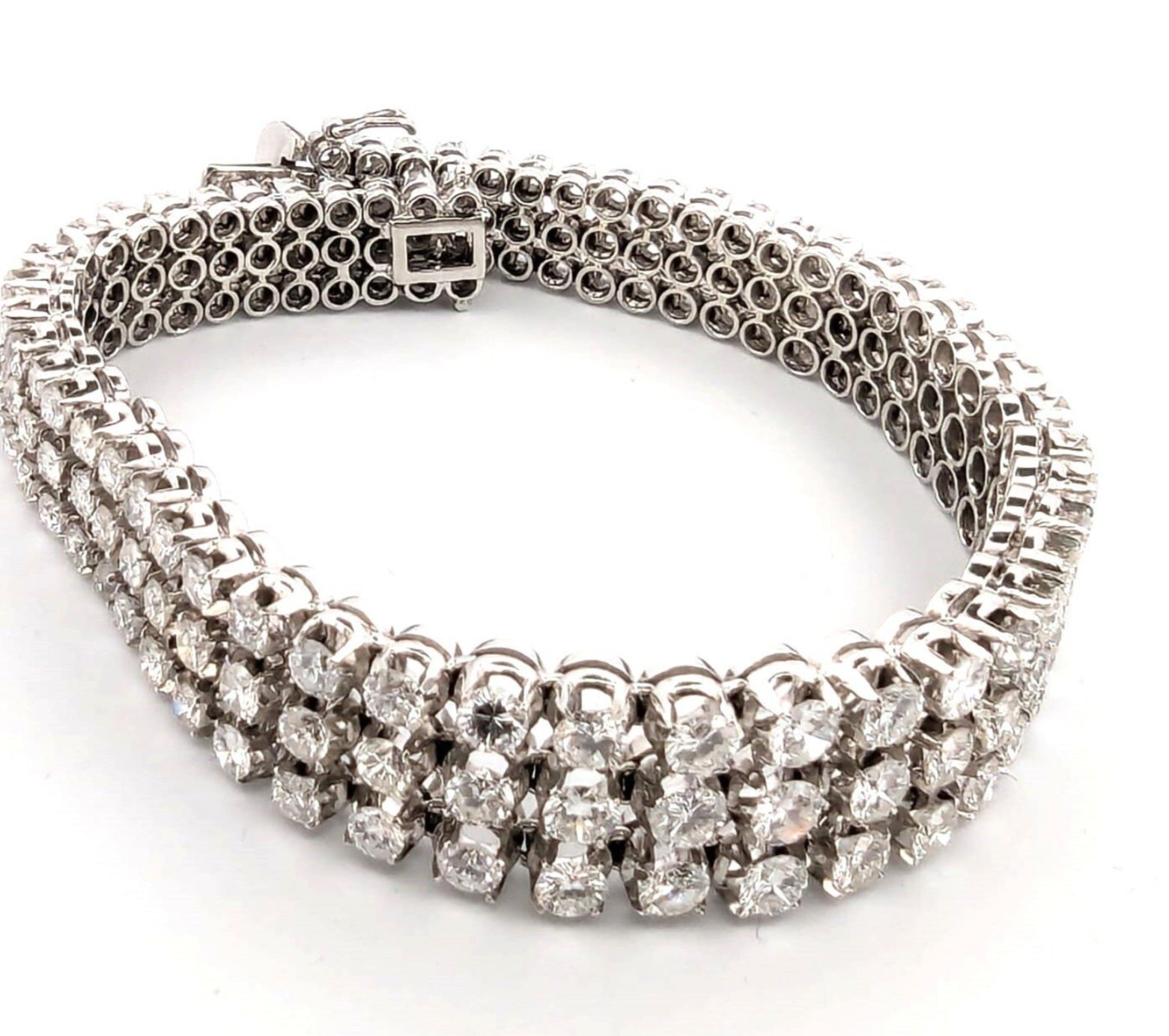 Bracciale Tennis - 18 carati Oro bianco, 14 ct Diamante (Naturale)