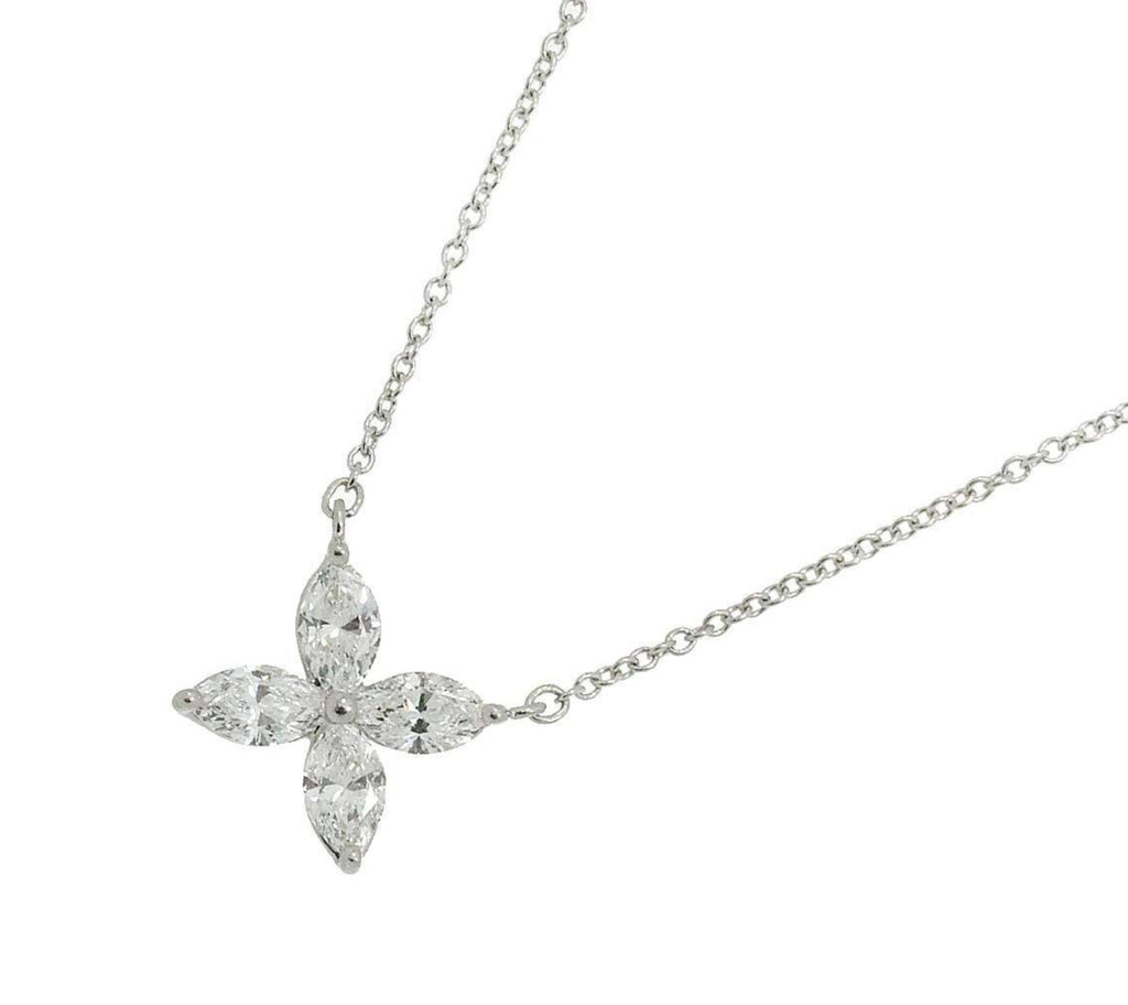 Collana in oro bianco 18k e diamanti naturali marquise 1.20ct