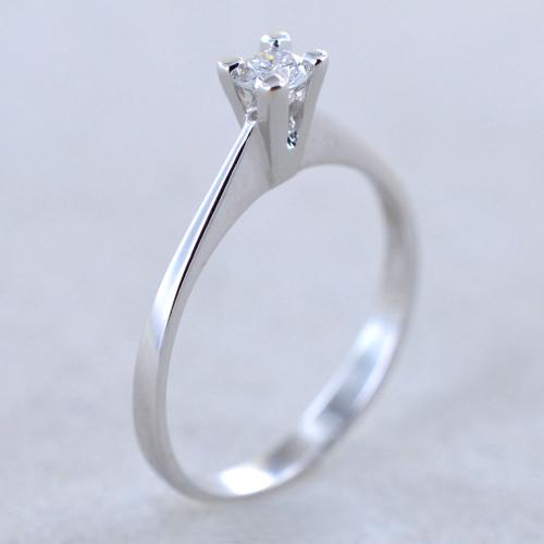 anello solitario  certificato HRD in oro bianco 18k e diamante naturali centrale 0,34ct