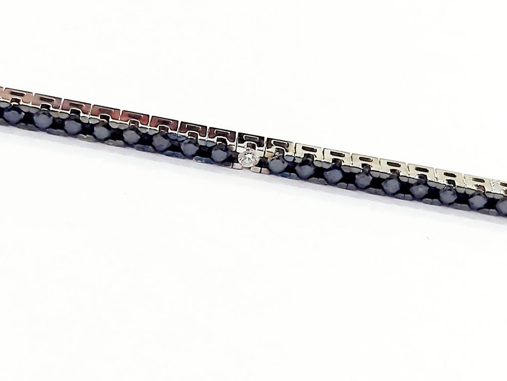 bracciale tennis in oro bianco 18k e diamanti naturali neri  2,70ct