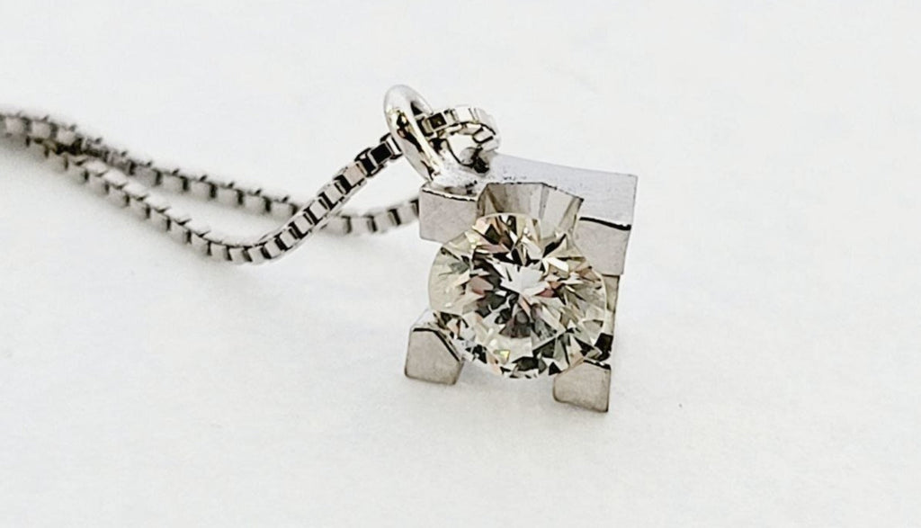 Collana con ciondolo -18 carati Oro bianco Diamante (Naturale) - Diamante 0.45ct