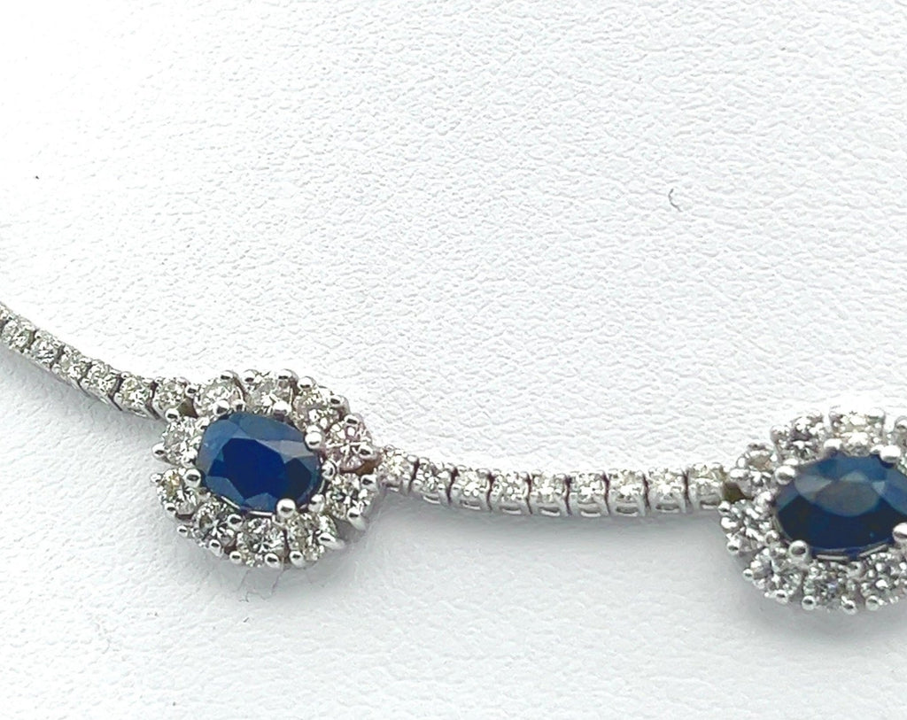Collana tennis in oro bianco 18k e zaffiro e diamanti naturali 8ct