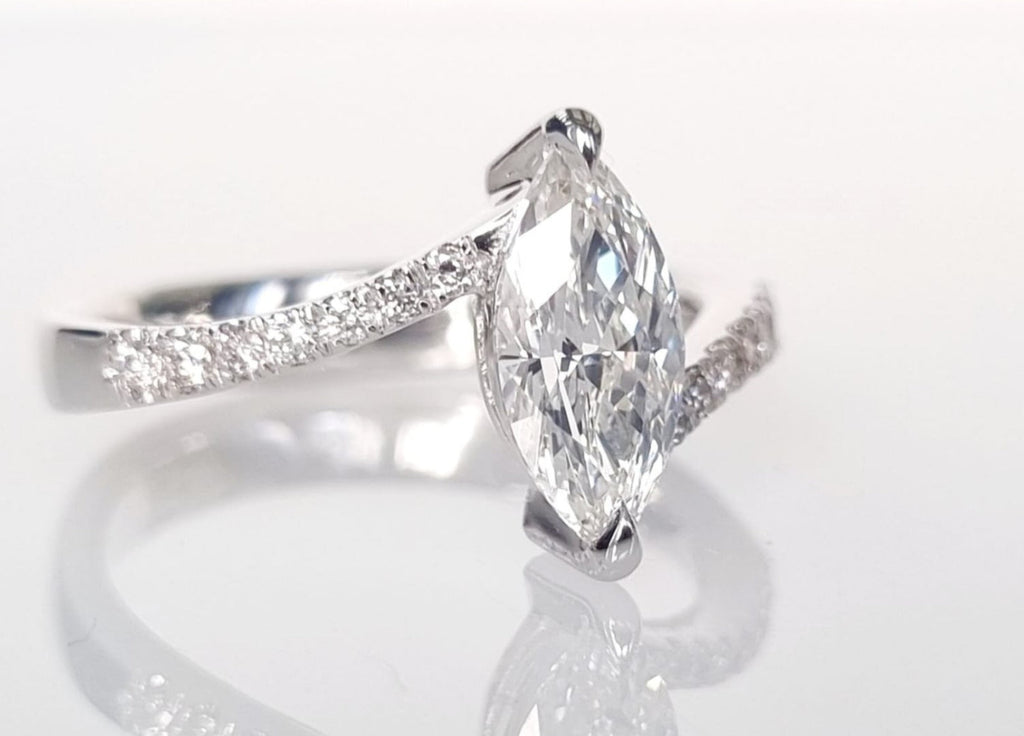 Anello - 18 carati Oro bianco - 1.15ct. tw. Diamante (Naturale)