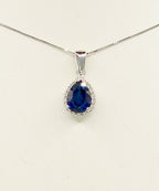 Collana in oro bianco 18k e diamanti naturali e zaffiro naturale 1.98 ct