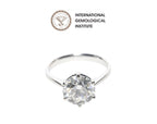Anello solitario in oro bianco 18k e diamante naturale 1.70ct D IF