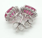 Orecchini - 18 carati Oro bianco Rubino - Diamante