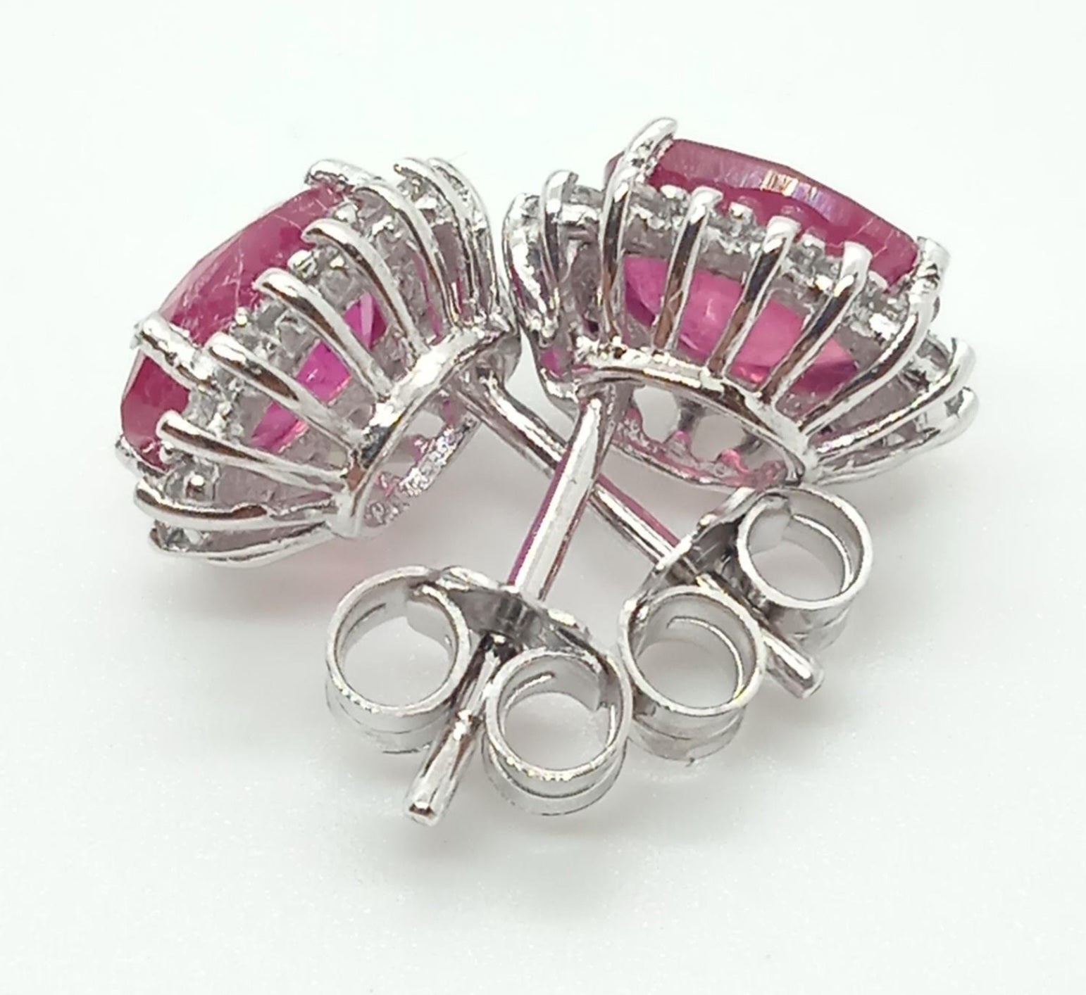 Orecchini - 18 carati Oro bianco Rubino - Diamante